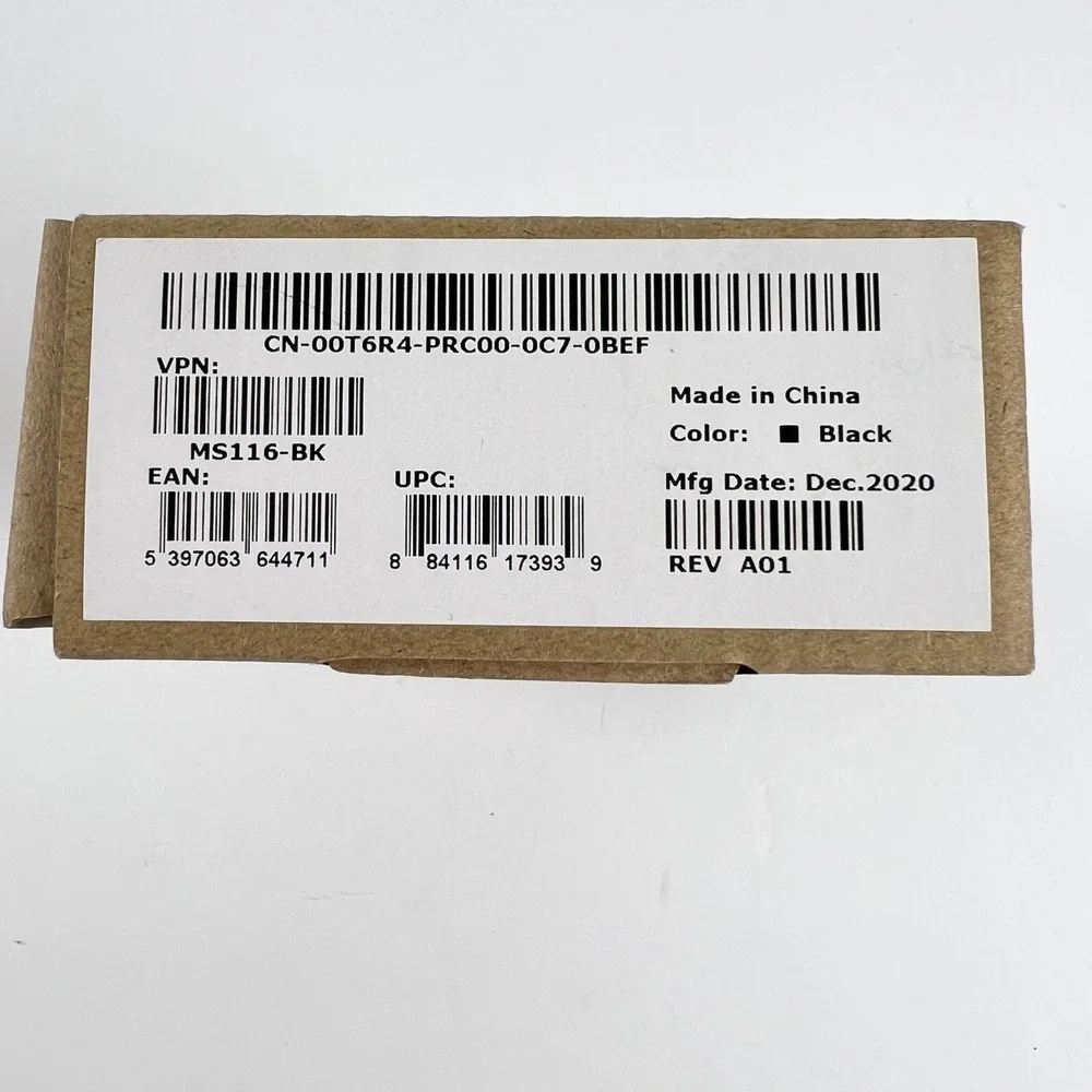 DELL Optical Wired Mouse Black‎ Unopened Box LED Tracking USB MS116-BK